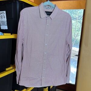Signature Studio Modern Fit Burgundy Work Dress Button Up Shirt Size Medium